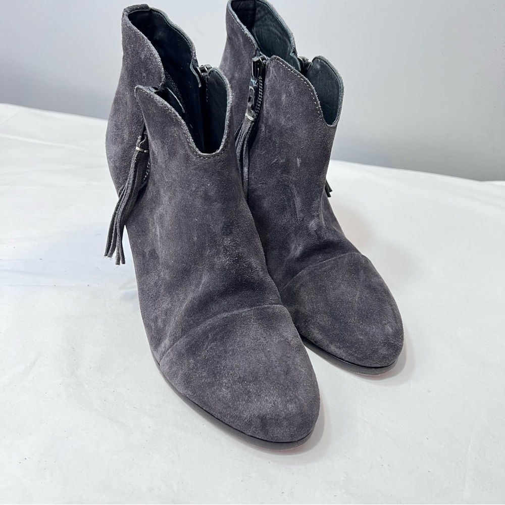 Rag & Bone Margot gray suede tassel ankle boots size 39 - Picture 2 of 8